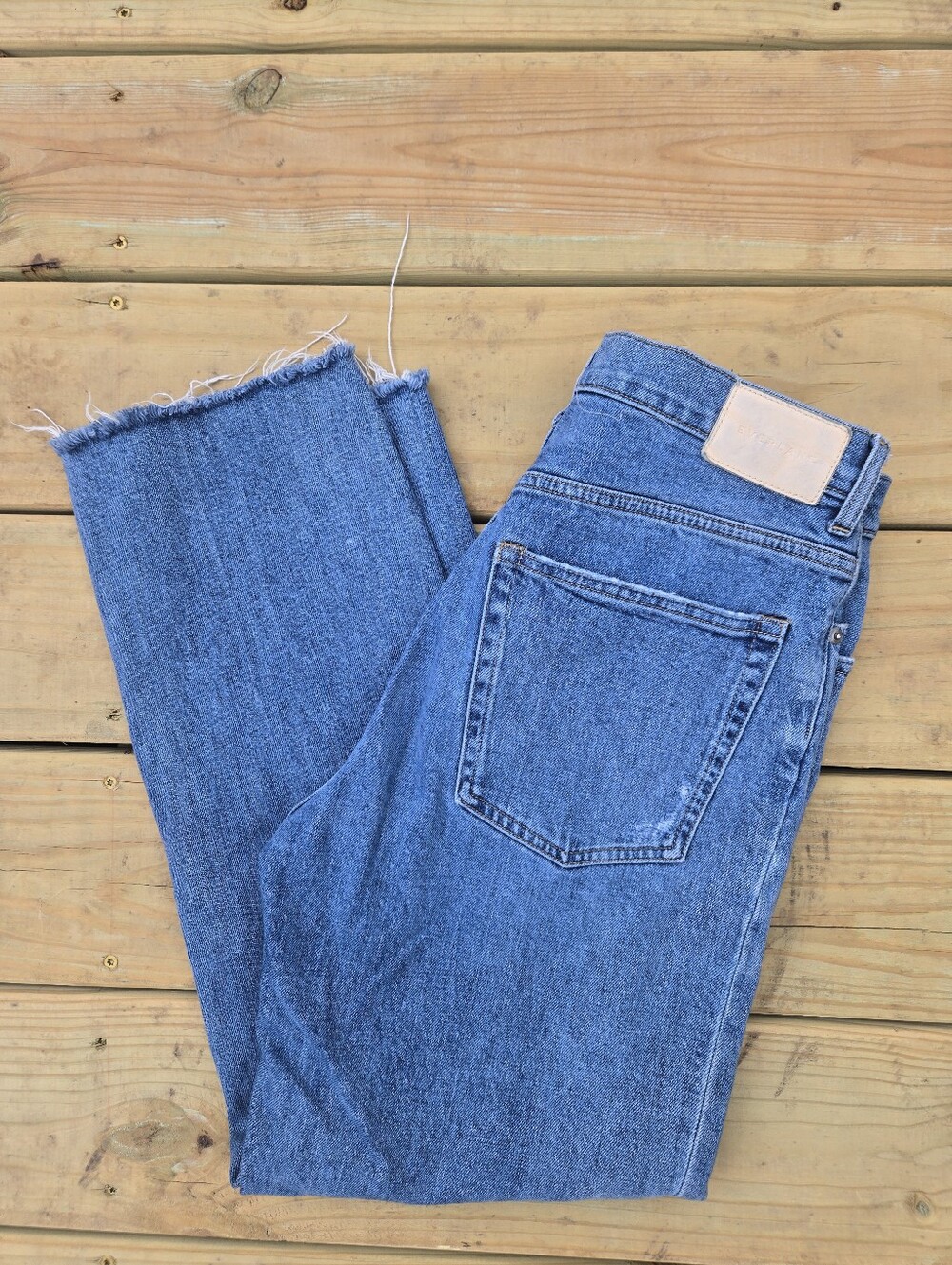 Everlane 'The Way High' Crop Distressed Jeans Organic Cotton sz 28